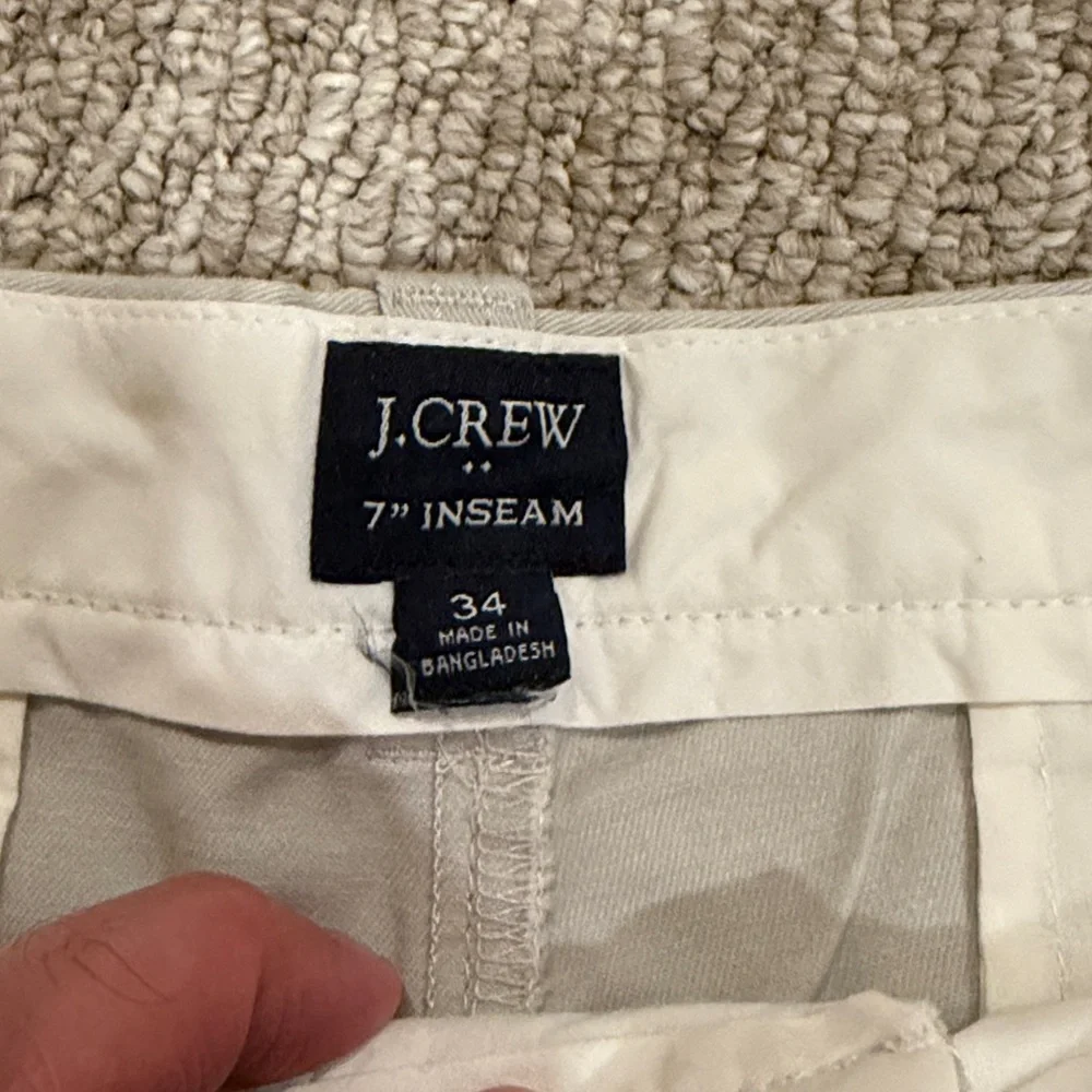 J. Crew flat front light khaki Shorts, 34”x7”, like new - Picture 2 of 4